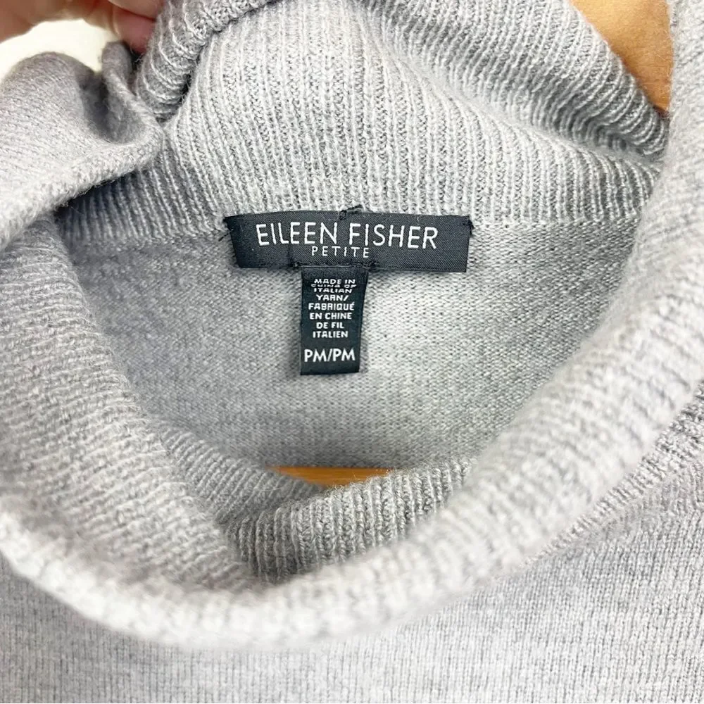 EILEEN FISHER MERINO WOOL ASYMMETRIC COWL NECK SOFT SWEATER SIZE PM